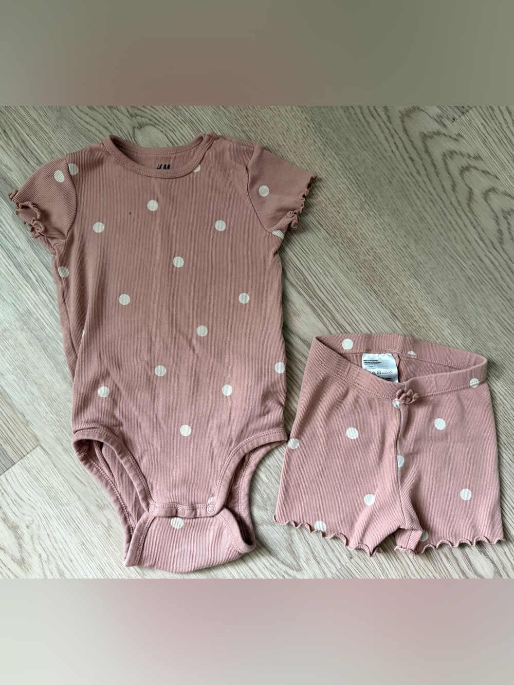 H&M Ribbed Organic Cotton Set in Blush